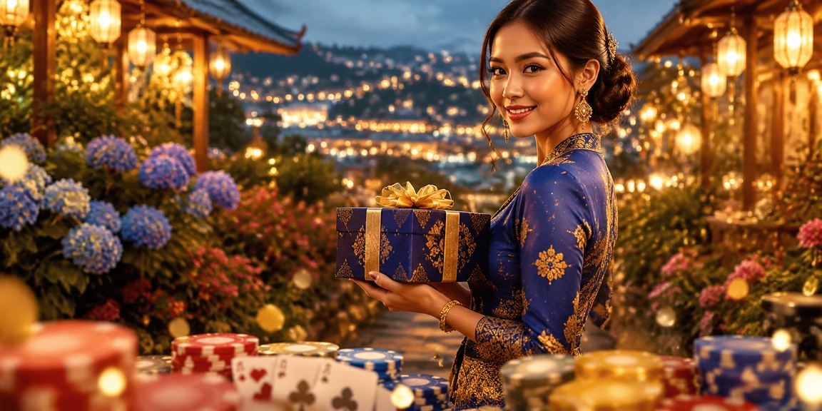 Pemain wanita Malaysia bermain Teen Patti dari telefon pintar dengan pakaian tradisional